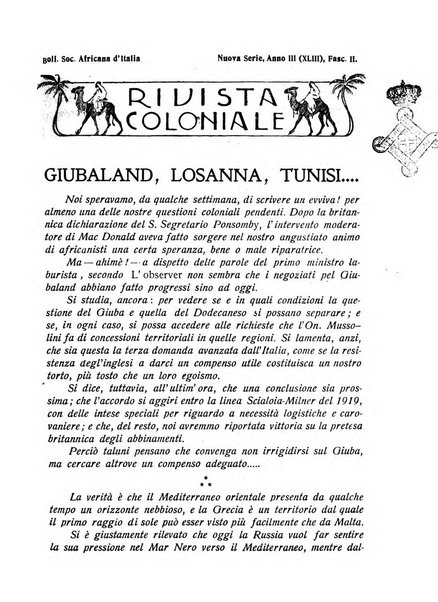 L'Africa italiana bollettino della Società africana d'Italia