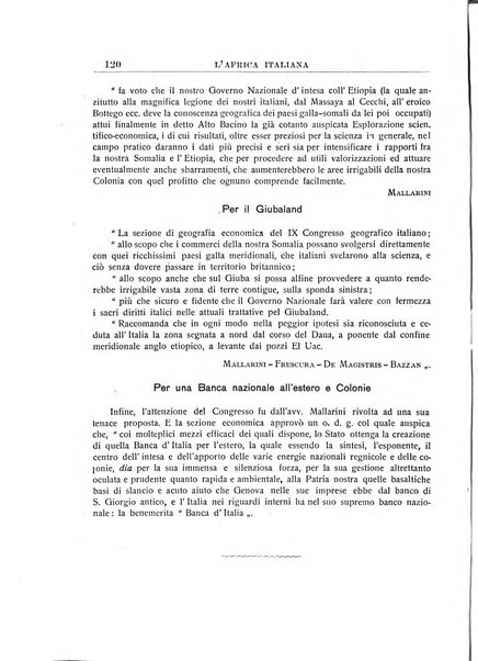 L'Africa italiana bollettino della Società africana d'Italia