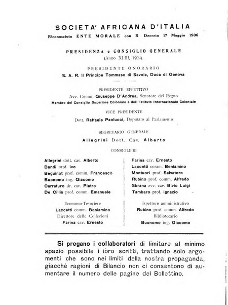 L'Africa italiana bollettino della Società africana d'Italia