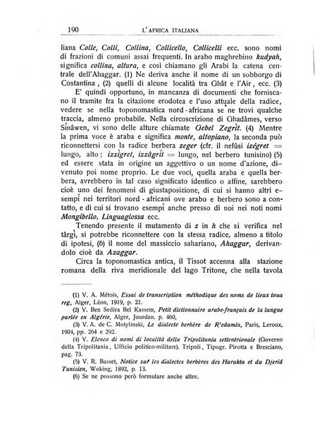 L'Africa italiana bollettino della Società africana d'Italia