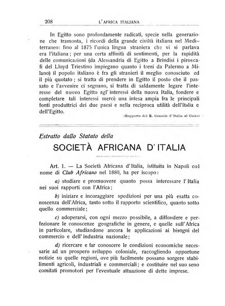 L'Africa italiana bollettino della Società africana d'Italia