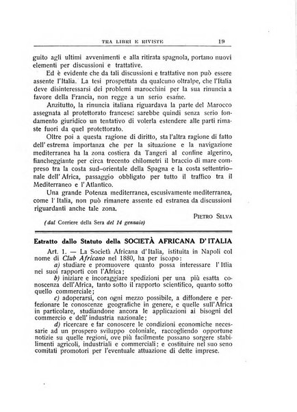 L'Africa italiana bollettino della Società africana d'Italia