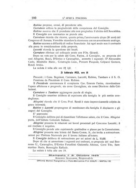 L'Africa italiana bollettino della Società africana d'Italia