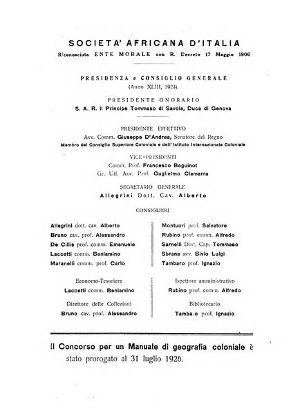 L'Africa italiana bollettino della Società africana d'Italia