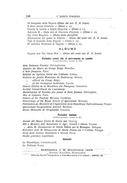 L'Africa italiana bollettino della Società africana d'Italia