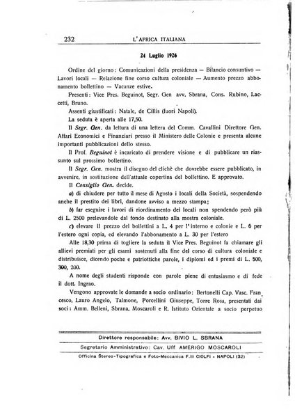 L'Africa italiana bollettino della Società africana d'Italia