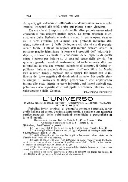 L'Africa italiana bollettino della Società africana d'Italia