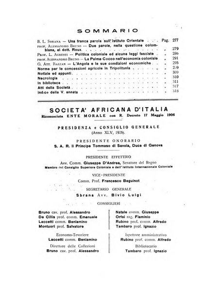 L'Africa italiana bollettino della Società africana d'Italia