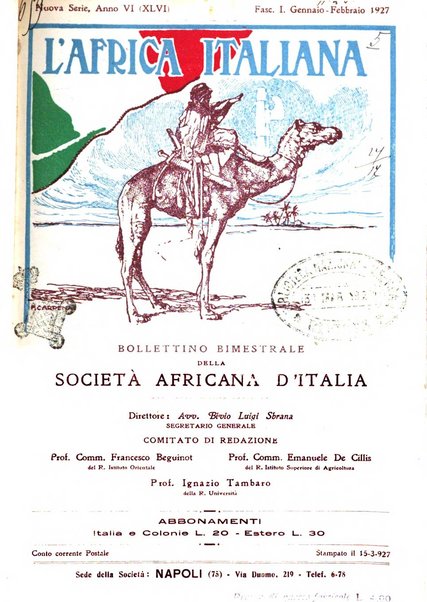 L'Africa italiana bollettino della Società africana d'Italia