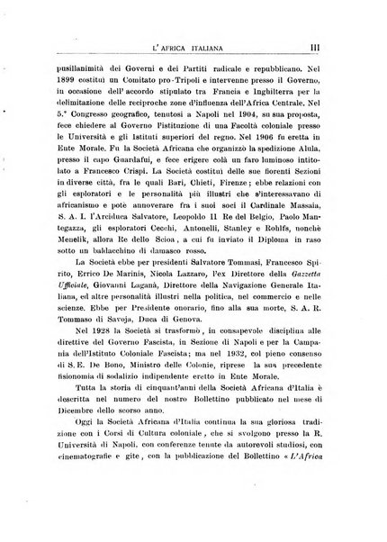 L'Africa italiana bollettino della Società africana d'Italia