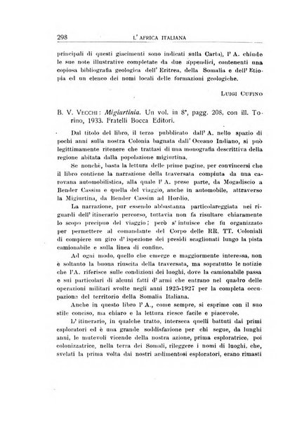 L'Africa italiana bollettino della Società africana d'Italia