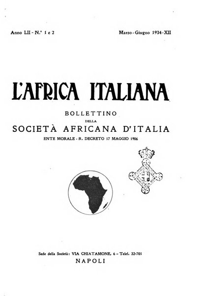 L'Africa italiana bollettino della Società africana d'Italia