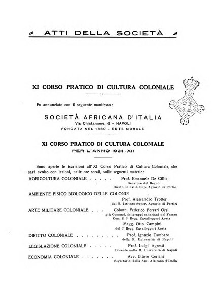 L'Africa italiana bollettino della Società africana d'Italia