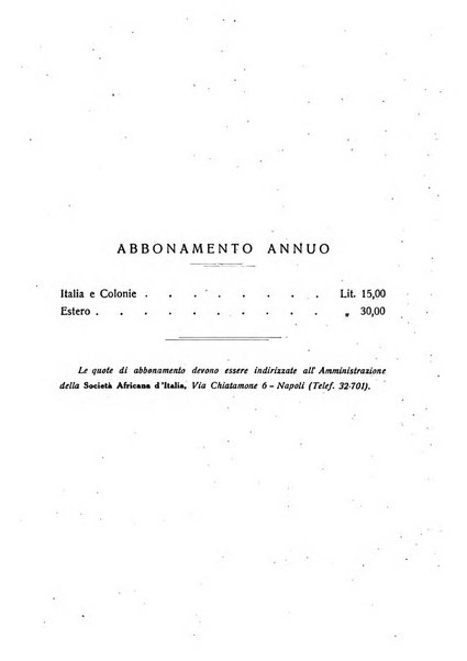 L'Africa italiana bollettino della Società africana d'Italia