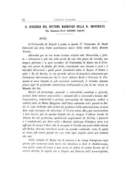 L'Africa italiana bollettino della Società africana d'Italia