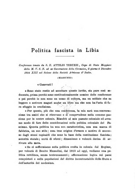 L'Africa italiana bollettino della Società africana d'Italia