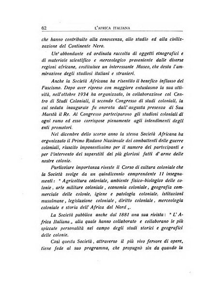 L'Africa italiana bollettino della Società africana d'Italia