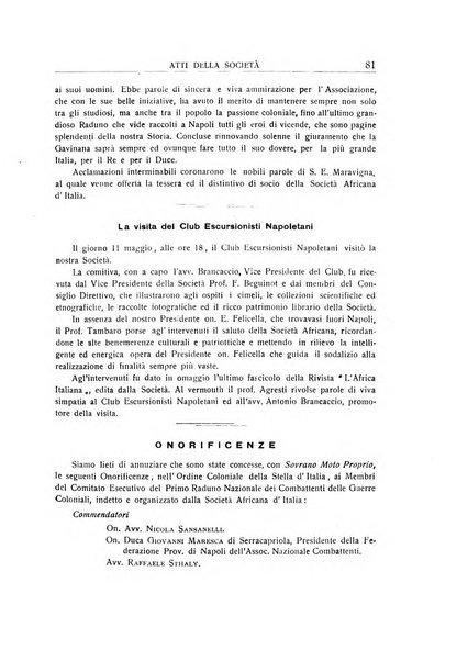 L'Africa italiana bollettino della Società africana d'Italia