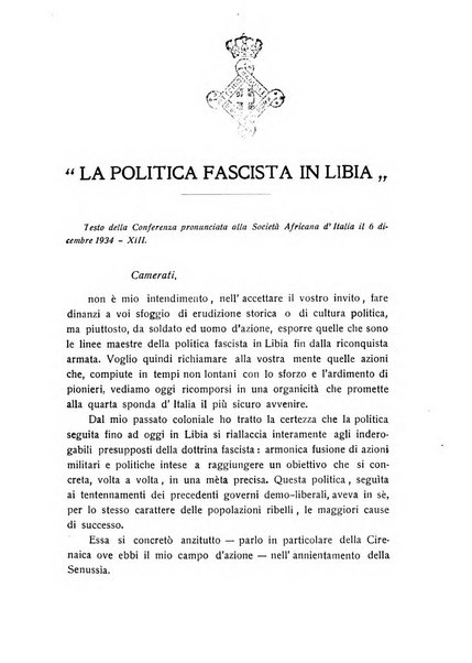 L'Africa italiana bollettino della Società africana d'Italia