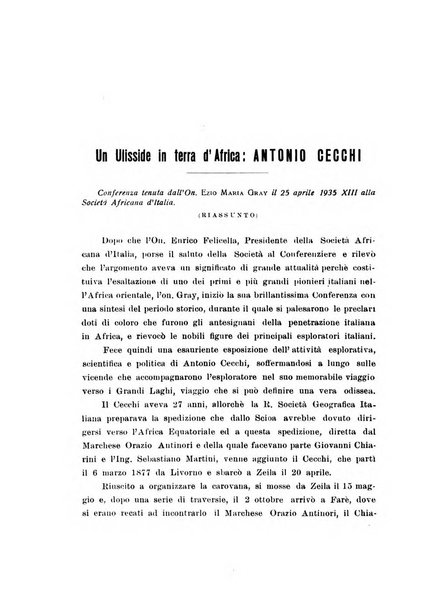 L'Africa italiana bollettino della Società africana d'Italia