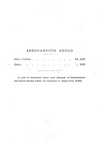 L'Africa italiana bollettino della Società africana d'Italia