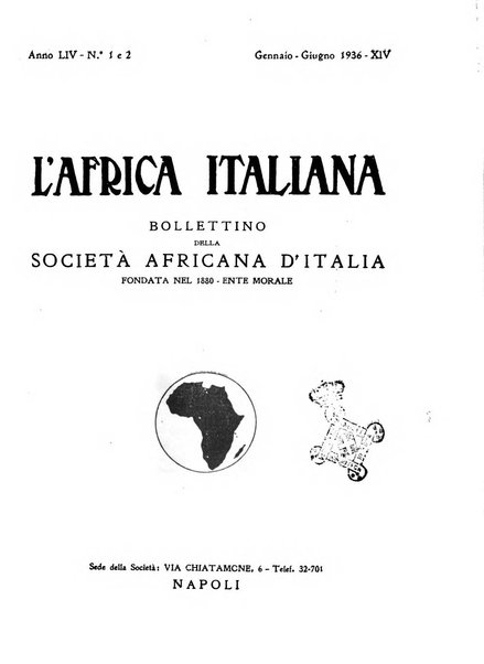 L'Africa italiana bollettino della Società africana d'Italia