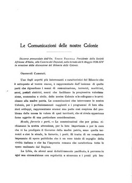 L'Africa italiana bollettino della Società africana d'Italia