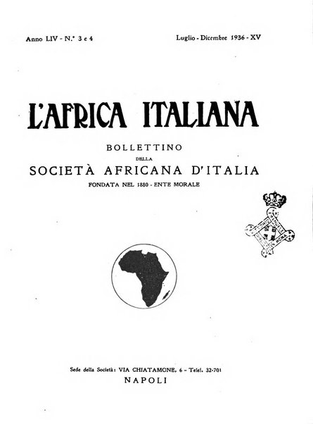 L'Africa italiana bollettino della Società africana d'Italia