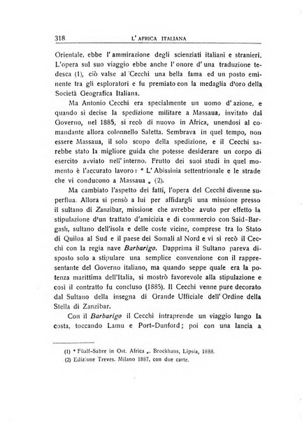 L'Africa italiana bollettino della Società africana d'Italia