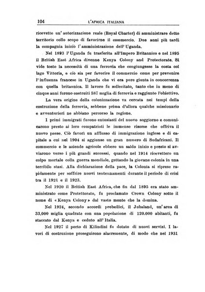 L'Africa italiana bollettino della Società africana d'Italia