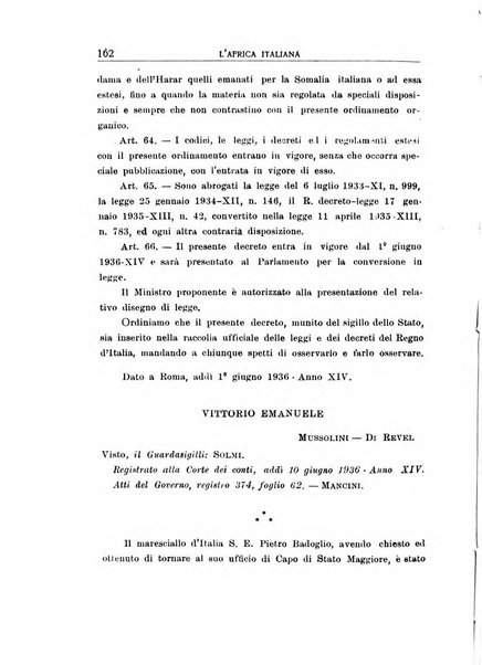 L'Africa italiana bollettino della Società africana d'Italia