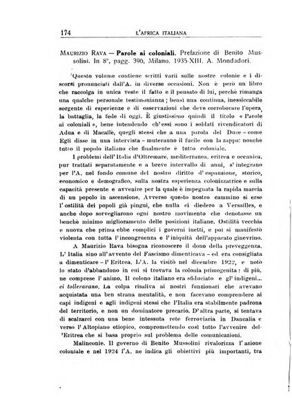 L'Africa italiana bollettino della Società africana d'Italia