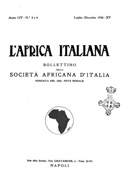 L'Africa italiana bollettino della Società africana d'Italia