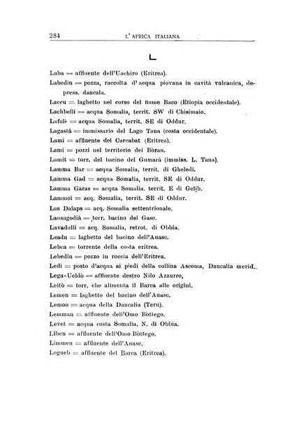 L'Africa italiana bollettino della Società africana d'Italia