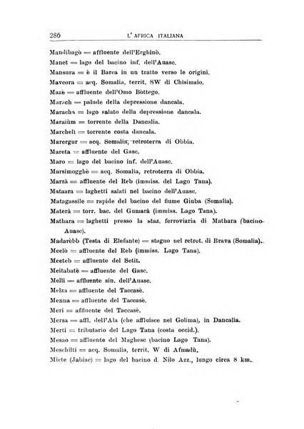 L'Africa italiana bollettino della Società africana d'Italia