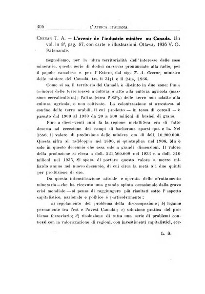 L'Africa italiana bollettino della Società africana d'Italia