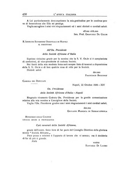 L'Africa italiana bollettino della Società africana d'Italia