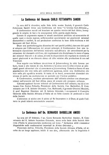 L'Africa italiana bollettino della Società africana d'Italia