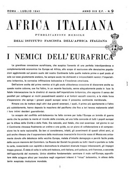 Africa italiana pubblicazione mensile dell'Istituto fascista dell'Africa italiana