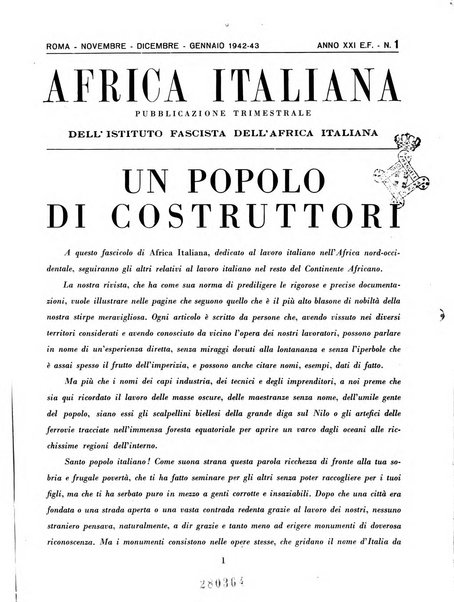 Africa italiana pubblicazione mensile dell'Istituto fascista dell'Africa italiana