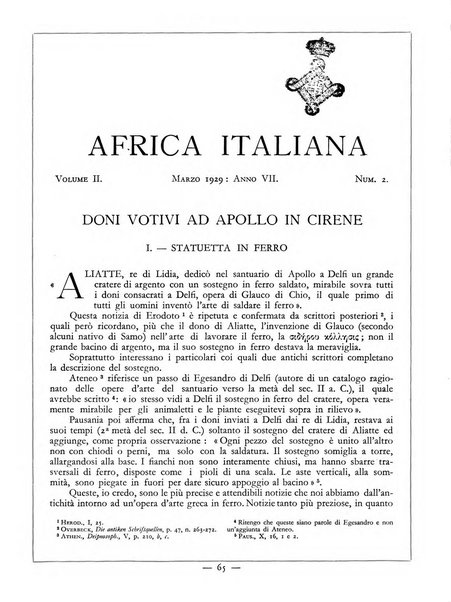 Africa italiana rivista di storia e d'arte