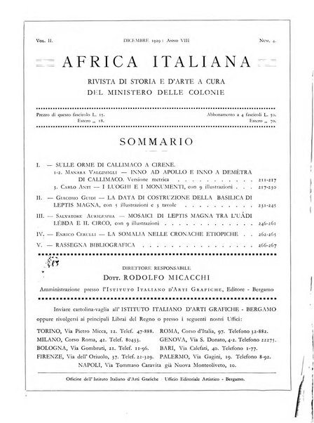 Africa italiana rivista di storia e d'arte