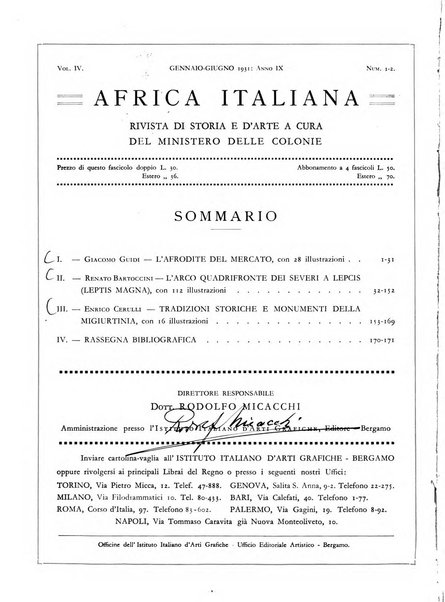 Africa italiana rivista di storia e d'arte