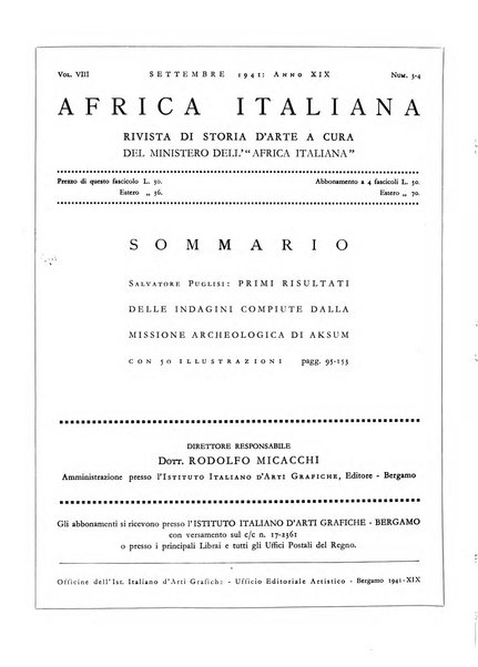 Africa italiana rivista di storia e d'arte