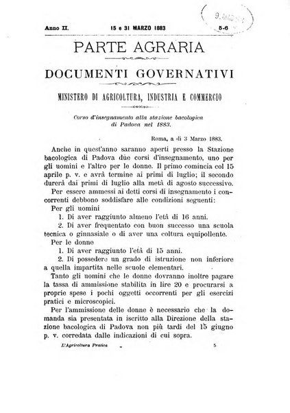 L'agricoltura pratica organo ufficiale del Comizio agrario di Firenze