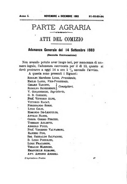 L'agricoltura pratica organo ufficiale del Comizio agrario di Firenze