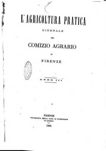 L'agricoltura pratica organo ufficiale del Comizio agrario di Firenze