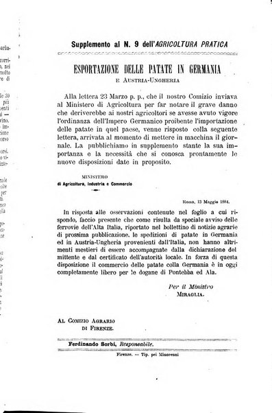 L'agricoltura pratica organo ufficiale del Comizio agrario di Firenze