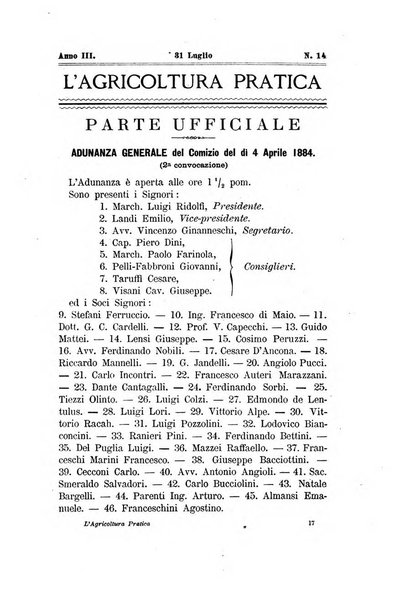 L'agricoltura pratica organo ufficiale del Comizio agrario di Firenze
