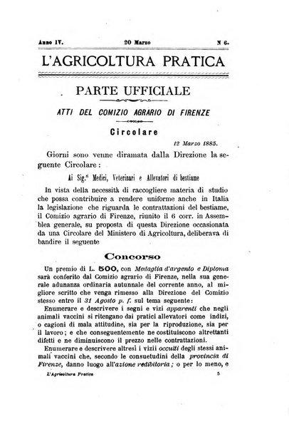 L'agricoltura pratica organo ufficiale del Comizio agrario di Firenze
